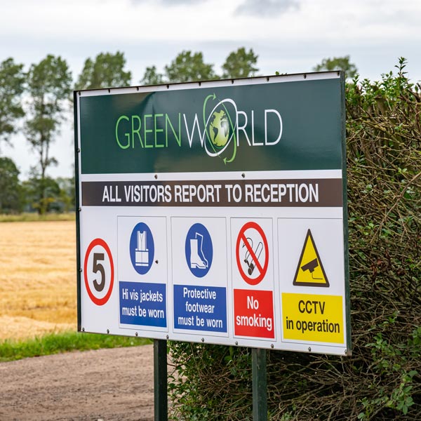 Greenworld welcome sign
